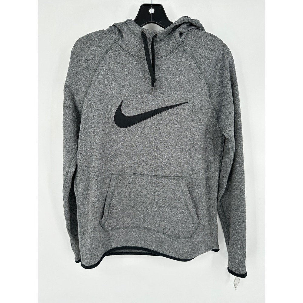 Nike Dri-FIT Hoodie Womens Small Gray‎ Pullover Swoosh Athletic Sweatshirt